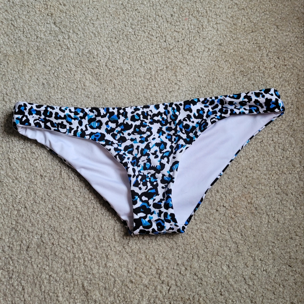 VS White/Blue Leopard Cheeky Swim Bottom